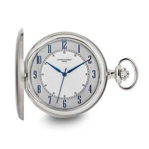 Charles Hubert Satin Stainless Hunter Case White Dial Pocket Watch